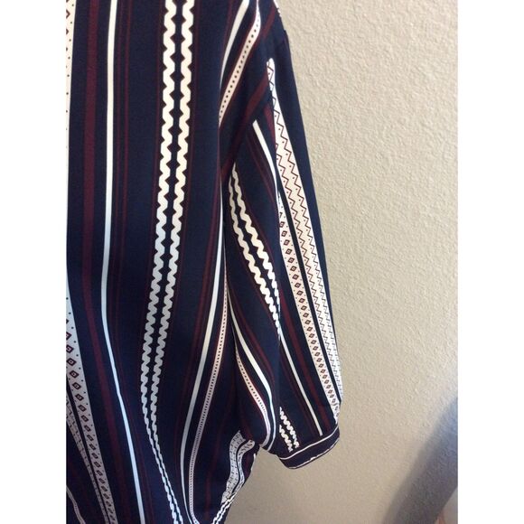 Vintage Size 10 Womens Button Front Striped Lined Blouse - Picture 7 of 9
